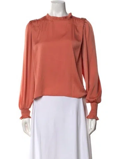 Pre-owned Buru Mock Neck Long Sleeve Blouse In Orange