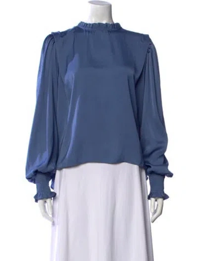 Pre-owned Buru Mock Neck Long Sleeve Top In Blue