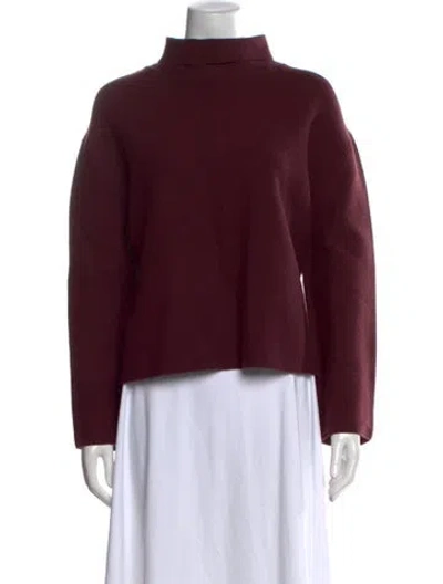 Pre-owned Buru Mock Neck Long Sleeve Top In Burgundy