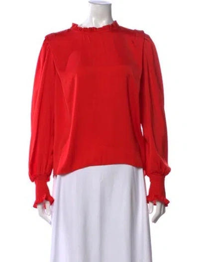Pre-owned Buru Mock Neck Long Sleeve Top In Red