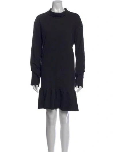 Pre-owned Buru Mock Neck Mini Dress In Black
