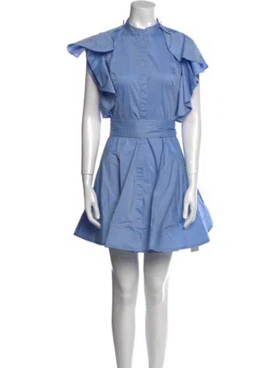 Pre-owned Buru Mock Neck Mini Dress In Blue