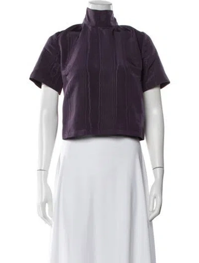 Pre-owned Buru Mock Neck Short Sleeve Top In Purple