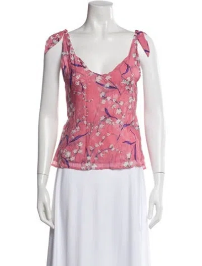 Pre-owned Buru Nylon Floral Print Top In Pink