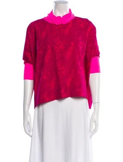 Pre-owned Buru Nylon Patterned Top In Pink