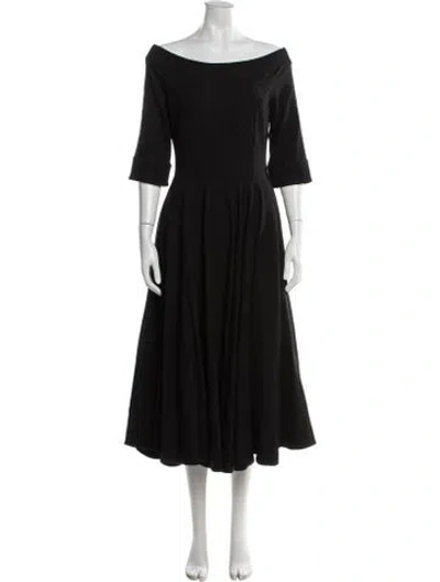Pre-owned Buru Off-the-shoulder Midi Length Dress In Black