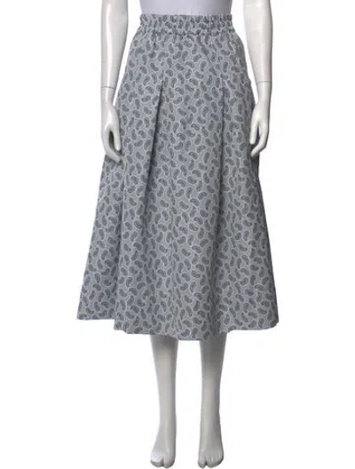 Pre-owned Buru Paisley Print Midi Length Skirt In Blue