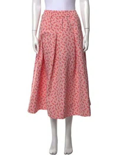 Pre-owned Buru Paisley Print Midi Length Skirt In Pink
