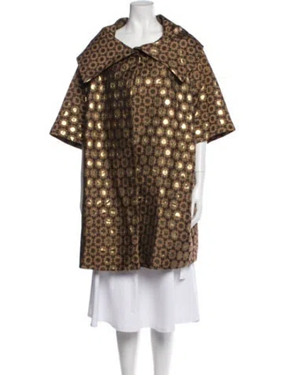 Pre-owned Buru Patterned Coat In Brown