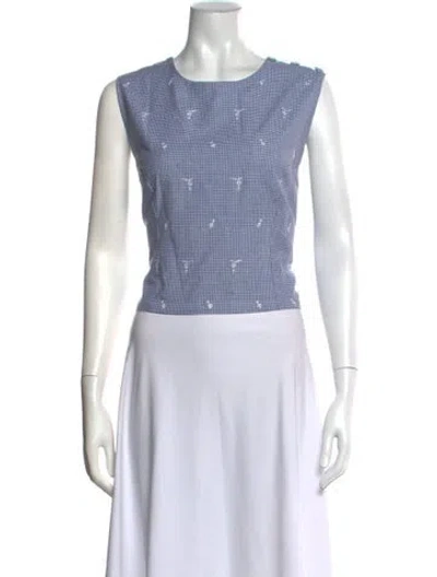Pre-owned Buru Patterned Crew Neck Top In Blue/white