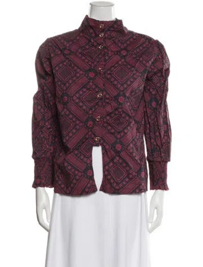 Pre-owned Buru Patterned Long Sleeve Blouse In Multi
