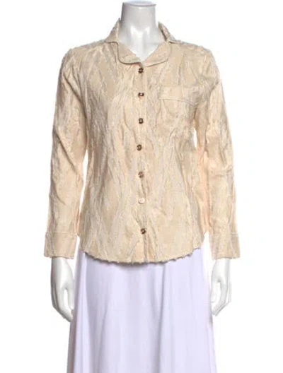 Pre-owned Buru Patterned Long Sleeve Button-up Top W/ Tags In Neutrals