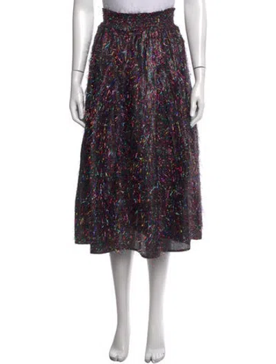 Pre-owned Buru Patterned Midi Length Skirt In Green