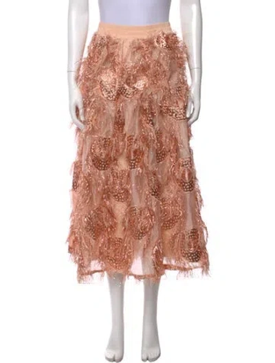 Pre-owned Buru Patterned Midi Length Skirt W/ Tags In Orange
