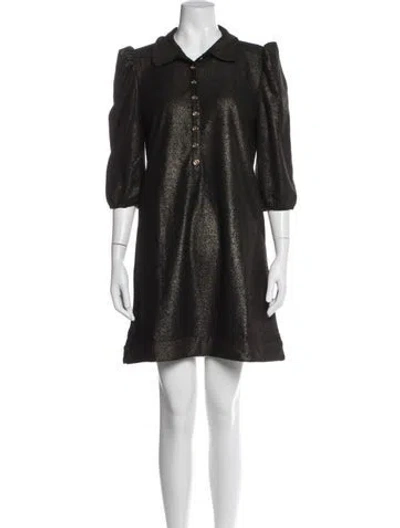 Pre-owned Buru Patterned Mini Dress In Black