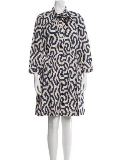 Pre-owned Buru Patterned Mini Dress In Blue/neutrals