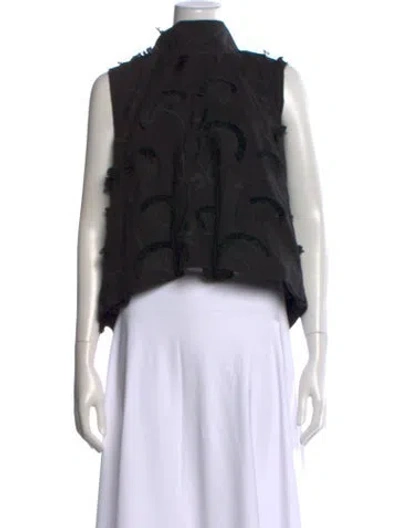 Pre-owned Buru Patterned Mock Neck Top In Black