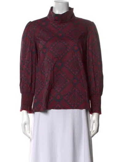 Pre-owned Buru Patterned Turtleneck Blouse W/ Tags In Multicolor