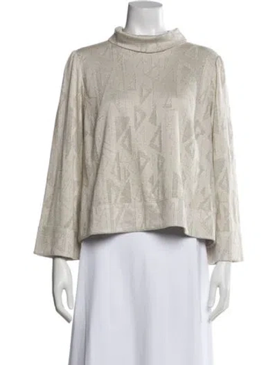 Pre-owned Buru Patterned Turtleneck Top In Neutral