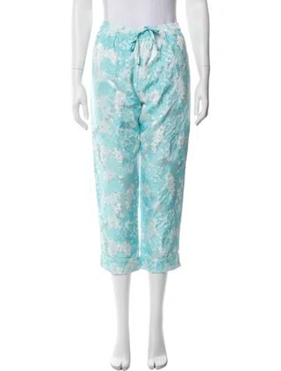 Pre-owned Buru Patterned Wide Leg Pants In Blue