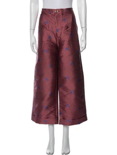Pre-owned Buru Patterned Wide Leg Pants In Red