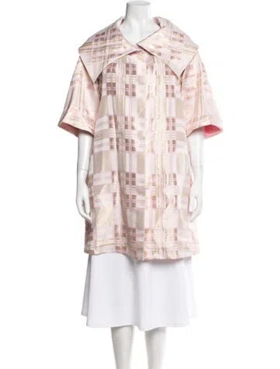 Pre-owned Buru Plaid Print Coat In Pink