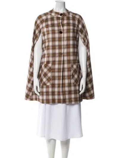 Pre-owned Buru Plaid Print Coat W/ Tags In Neutral