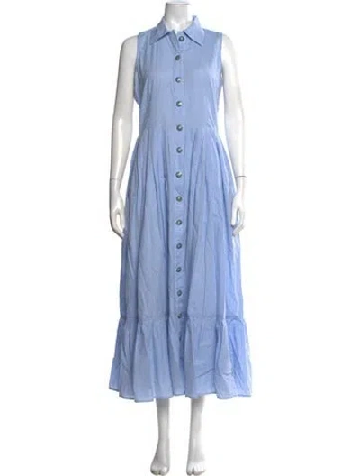 Pre-owned Buru Plaid Print Long Dress In Blue