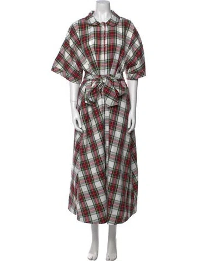 Pre-owned Buru Plaid Print Long Dress In Multi