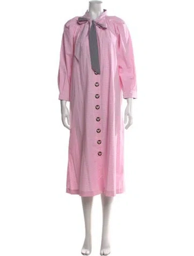 Pre-owned Buru Plaid Print Long Dress In Pink
