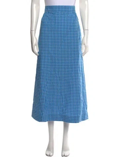 Pre-owned Buru Plaid Print Long Skirt In Blue