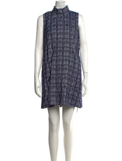 Pre-owned Buru Plaid Print Mini Dress In Blue