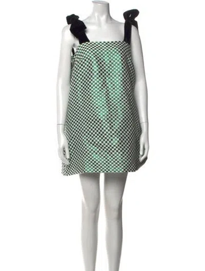 Pre-owned Buru Plaid Print Mini Dress In Green