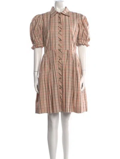 Pre-owned Buru Plaid Print Mini Dress In Neutrals