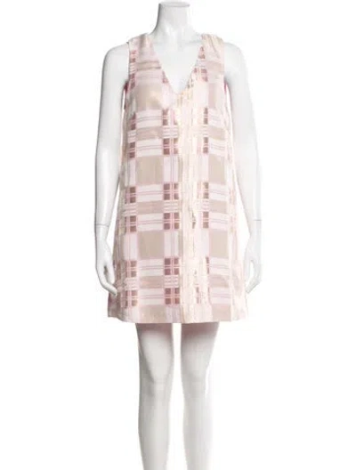 Pre-owned Buru Plaid Print Mini Dress W/ Tags In Pink