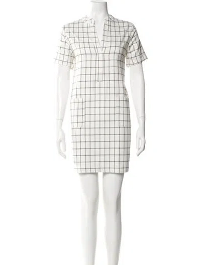 Pre-owned Buru Plaid Print Mini Dress In White