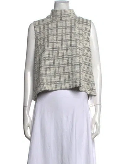 Pre-owned Buru Plaid Print Mock Neck Top W/ Tags In Multicolor