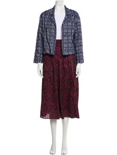Pre-owned Buru Plaid Print Skirt Set In Burgundy