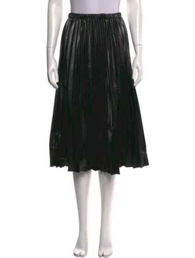 Pre-owned Buru Pleated Accents Knee-length Skirt In Black