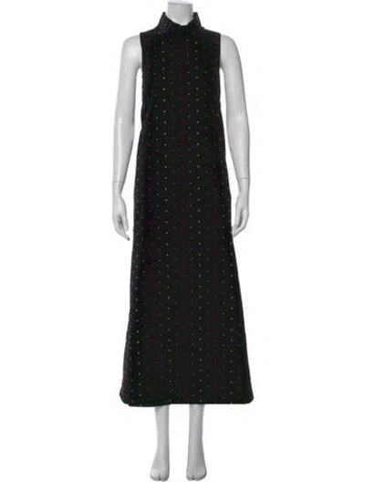 Pre-owned Buru Polka Dot Print Long Dress In Black