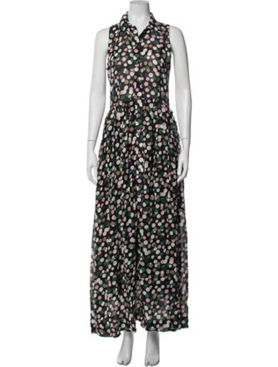 Pre-owned Buru Polka Dot Print Long Dress In Black