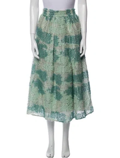 Pre-owned Buru Polka Dot Print Midi Length Skirt In Green