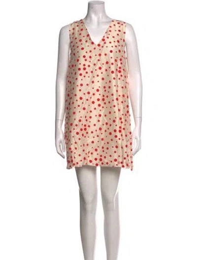 Pre-owned Buru Polka Dot Print Mini Dress W/ Tags In Neutrals