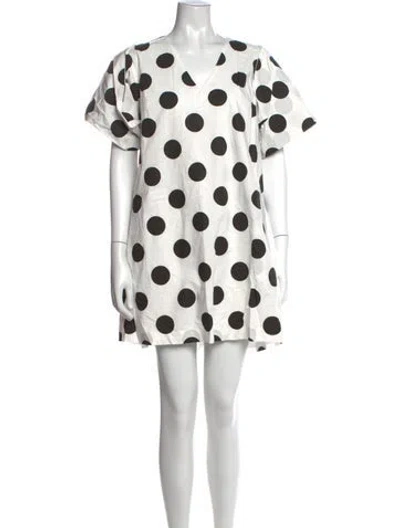 Pre-owned Buru Polka Dot Print Mini Dress In White