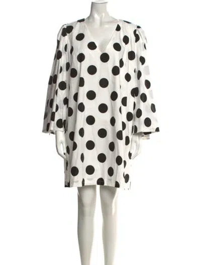 Pre-owned Buru Polka Dot Print Mini Dress In White