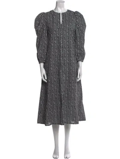 Pre-owned Buru Printed Long Dress In Black