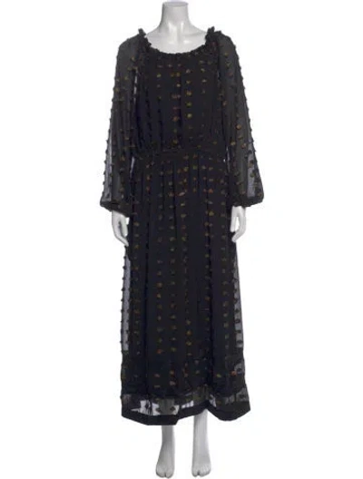 Pre-owned Buru Printed Long Dress In Black