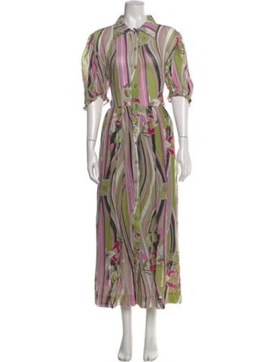 Pre-owned Buru Printed Long Dress In Neutral