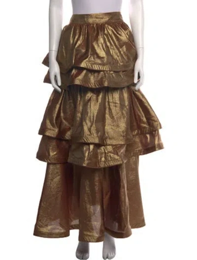 Pre-owned Buru Printed Long Skirt In Brown