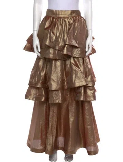 Pre-owned Buru Printed Long Skirt In Brown